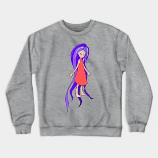 Free Spirit, Girl with Purple Hair Crewneck Sweatshirt